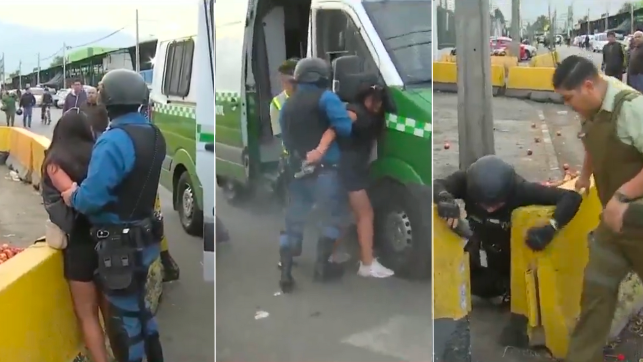 VIDEO | Mujer le arrebató el arma a un guardia y disparó a tres personas en el Mercado de Lo Valledor