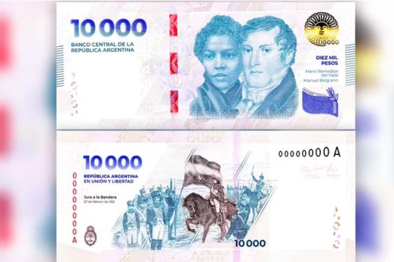 Circula en Argentina billete de 10 mil pesos ante inflación de 287%