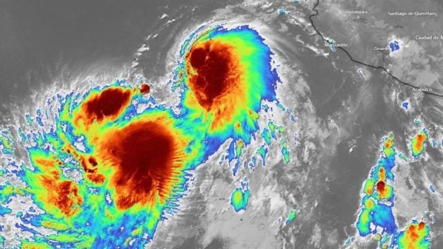 Efecto Fujiwhara podría unir a Emilia y Fabio en el Pacífico mexicano