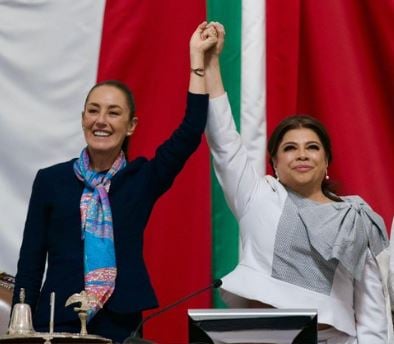Asiste Claudia Sheinbaum a la toma de protesta de Clara Brugada como jefa de gobierno de la CDMX