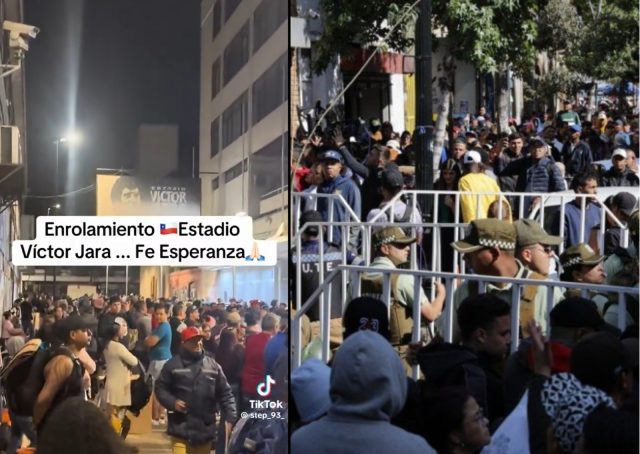 Entre empujones y gritos: Caos en Estadio Víctor Jara tras llegada masiva de migrantes para enrolarse en Registro Civil