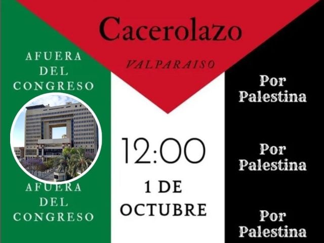 cacerolazo por Gaza frente al Congreso