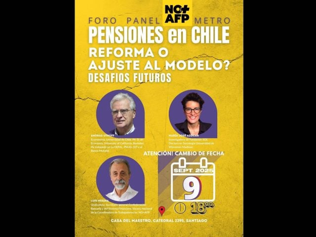 Santiago: Invitan a foro panel «Pensiones en Chile, ¿reforma o ajuste al modelo? Desafíos futuros»