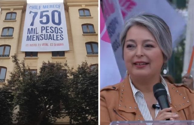 Jeannette Jara Launches Vital Income of 750,000 Pesos a Month; Campaign Unveils Giant Banner in Central Santiago