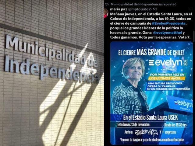 Cuenta municipal de Independencia difundió publicaciones en apoyo a Matthei