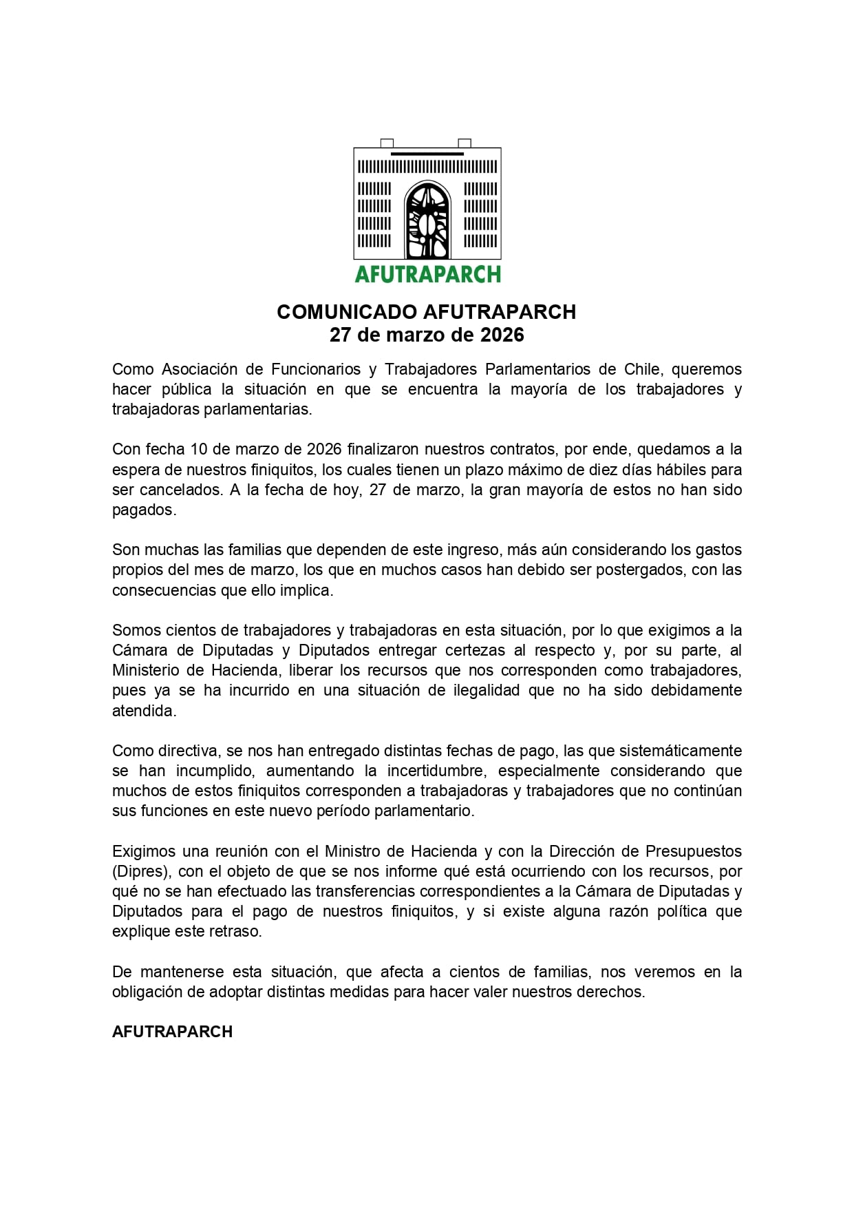 Legal Deadline Expired: Parliamentary Officials and Workers Report Unpaid Severance Packages