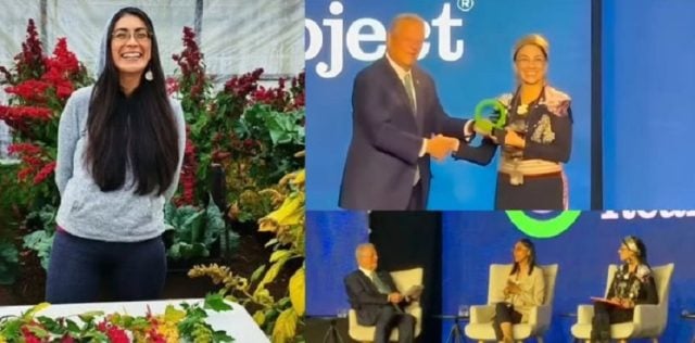 Al Gore überreicht Mapuche-Gärtnerin den prestigeträchtigsten Klimaschutzpreis: «Alfredo Sirkis Green Ring Award»