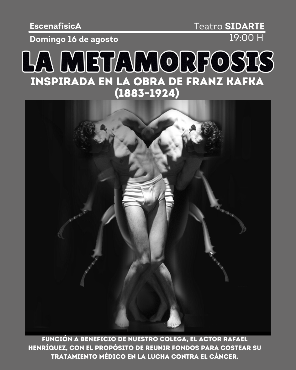 Santiago: Invitan a función solidaria de «La Metamorfosis» a beneficio del actor Rafael Henríquez