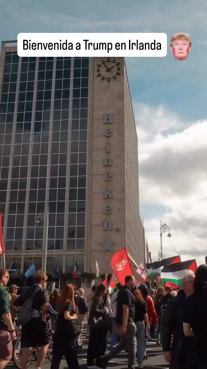 (VIDEO) #dublin #irlanda se lo dijo en la cara a Trump que no es bienvenido #noticias , desde el río al mar Palestina libre